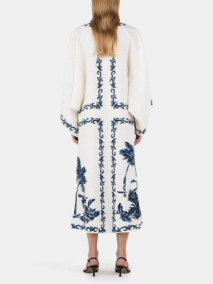 Vintage Hawaiian Print Sequined Oversized Loose Midi Dress - Milafashion-se.com