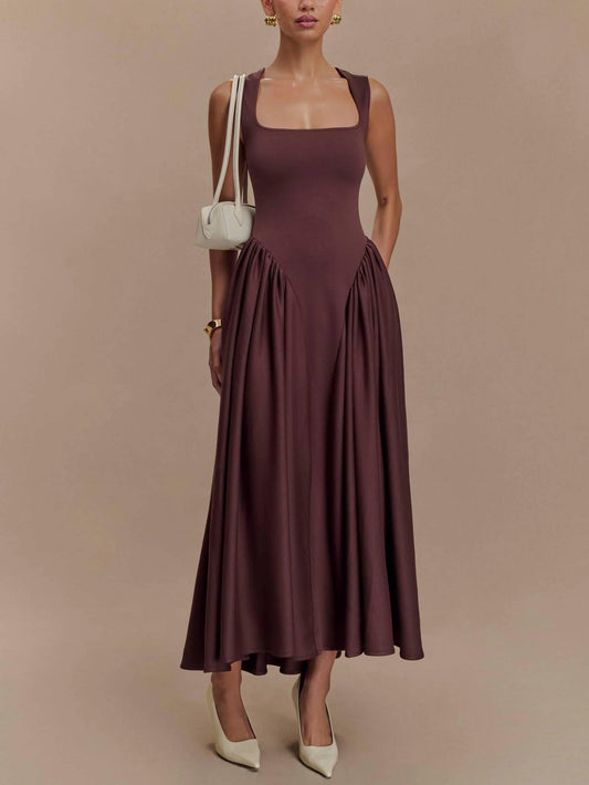 MILA™ Minimalistisk retroklänning med fyrkantig hals - Milafashion-se.com