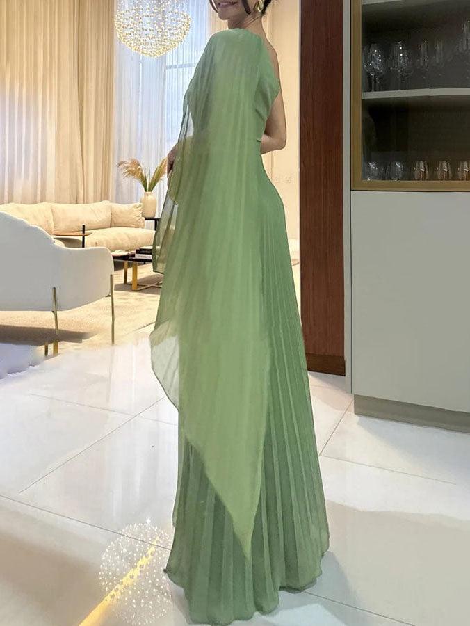 MILA™ Elegant flödande plisserad off-the-shoulder maxiklänning - Milafashion-se.com