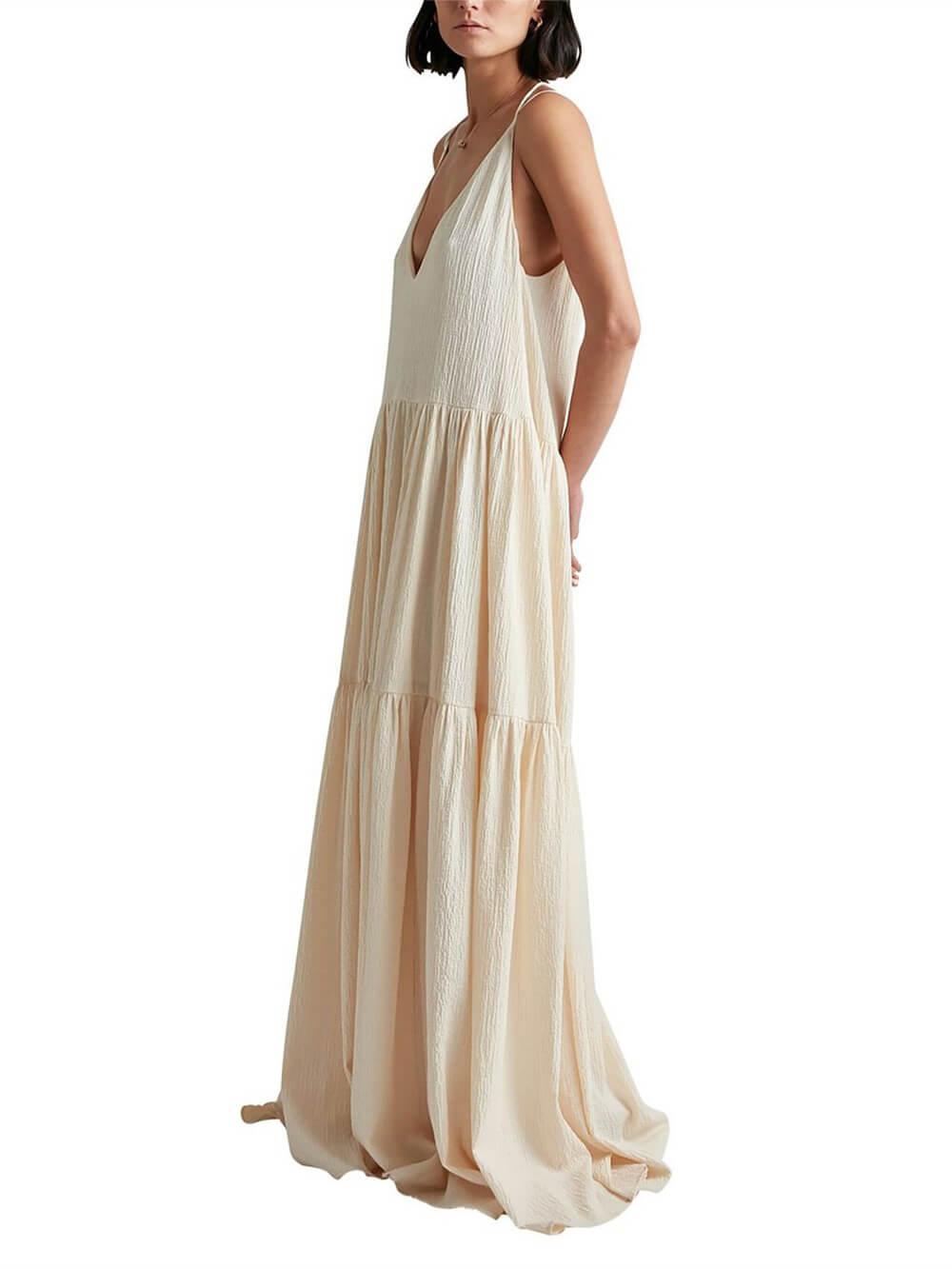 Summer Vacation Deep V-Neckline Strappy Maxi Dress - Milafashion-se.com