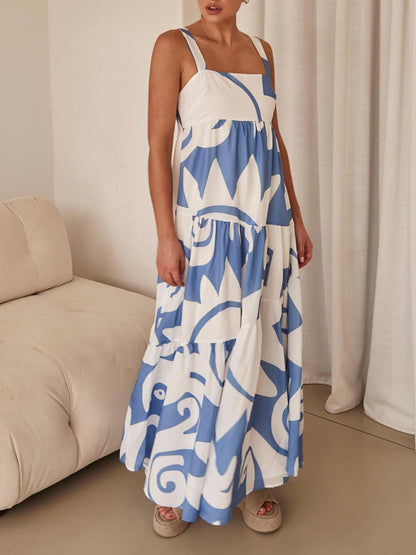 Enchanting Geometric Print Maxi Dress - Milafashion-se.com