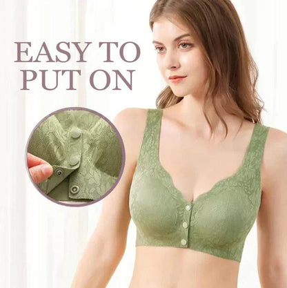 （KÖP 1 FÅ 1）Kvinnors spets frontknapp stor storlek stålring underkläder - Milafashion-se.com