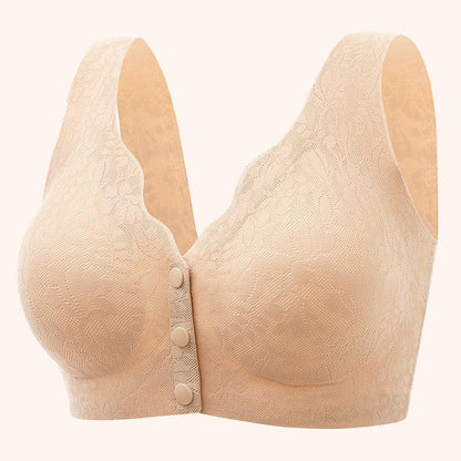 （KÖP 1 FÅ 1）Kvinnors spets frontknapp stor storlek stålring underkläder - Milafashion-se.com