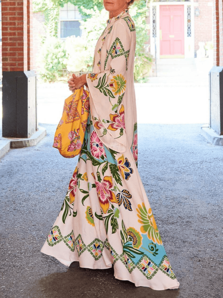 Exquisite Sunshine Floral Print Flowing Maxi Dress - Milafashion-se.com