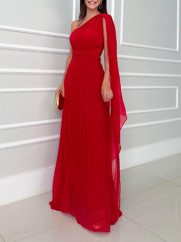 MILA™ Elegant flödande plisserad off-the-shoulder maxiklänning - Milafashion-se.com