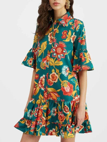 Grace Unique Flora Print Mini Dress - Milafashion-se.com