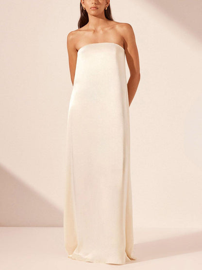 MILA™ Elegant aftonklänning i satin Maxiklänning - Milafashion-se.com