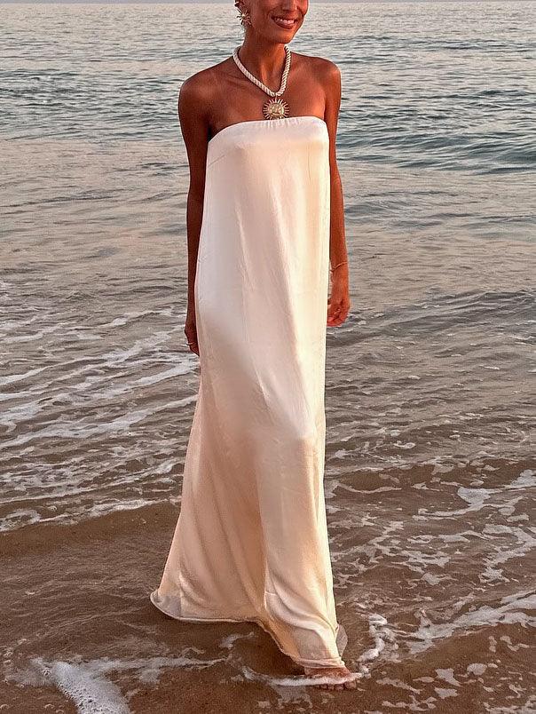 MILA™ Elegant aftonklänning i satin Maxiklänning - Milafashion-se.com