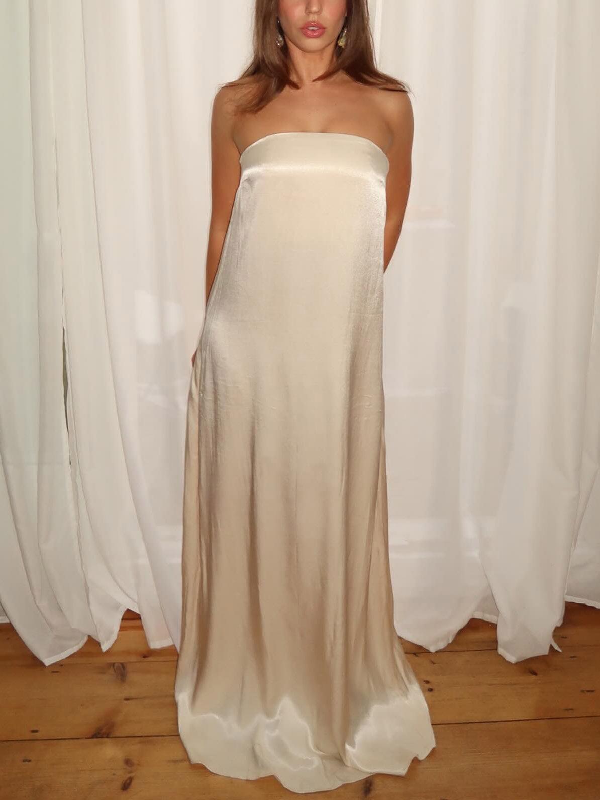 MILA™ Elegant aftonklänning i satin Maxiklänning - Milafashion-se.com