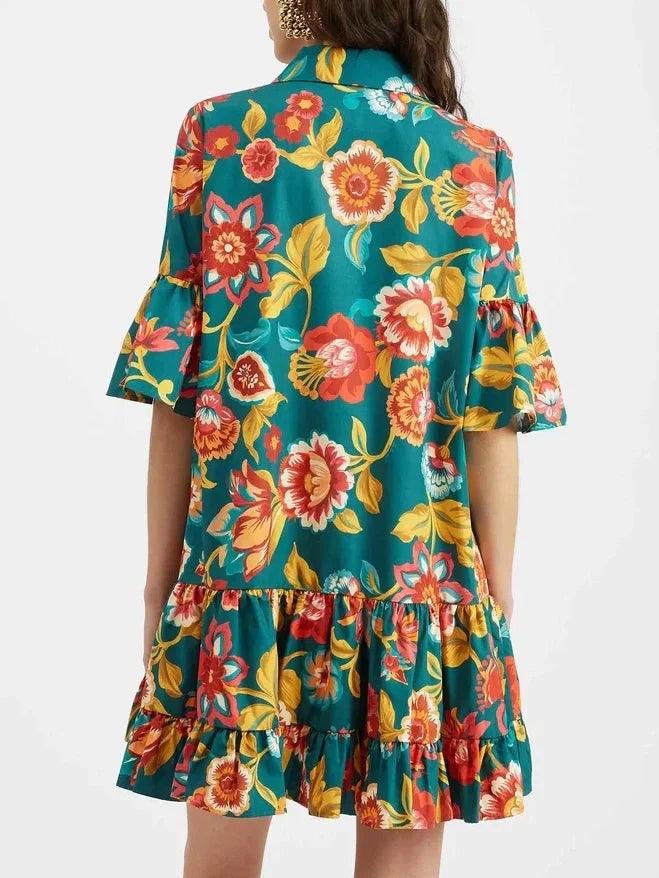 Grace Unique Flora Print Mini Dress - Milafashion-se.com