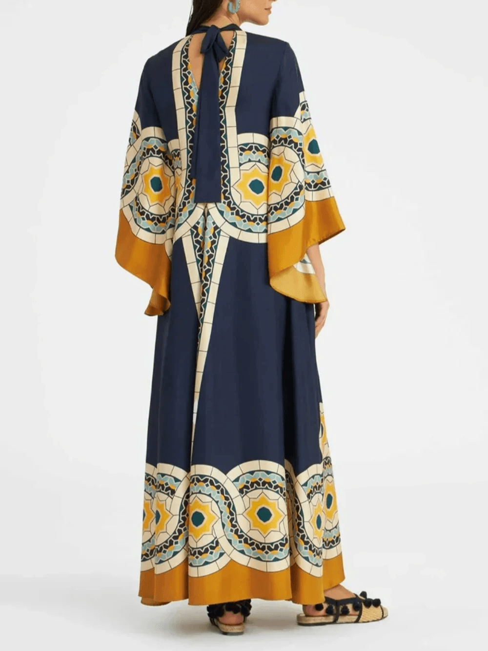 Twill Art Deco Print Maxi Dress - Milafashion-se.com