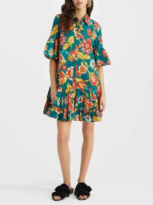 Grace Unique Flora Print Mini Dress - Milafashion-se.com