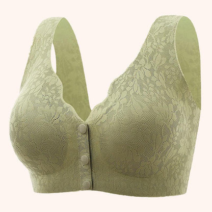 （KÖP 1 FÅ 1）Kvinnors spets frontknapp stor storlek stålring underkläder - Milafashion-se.com