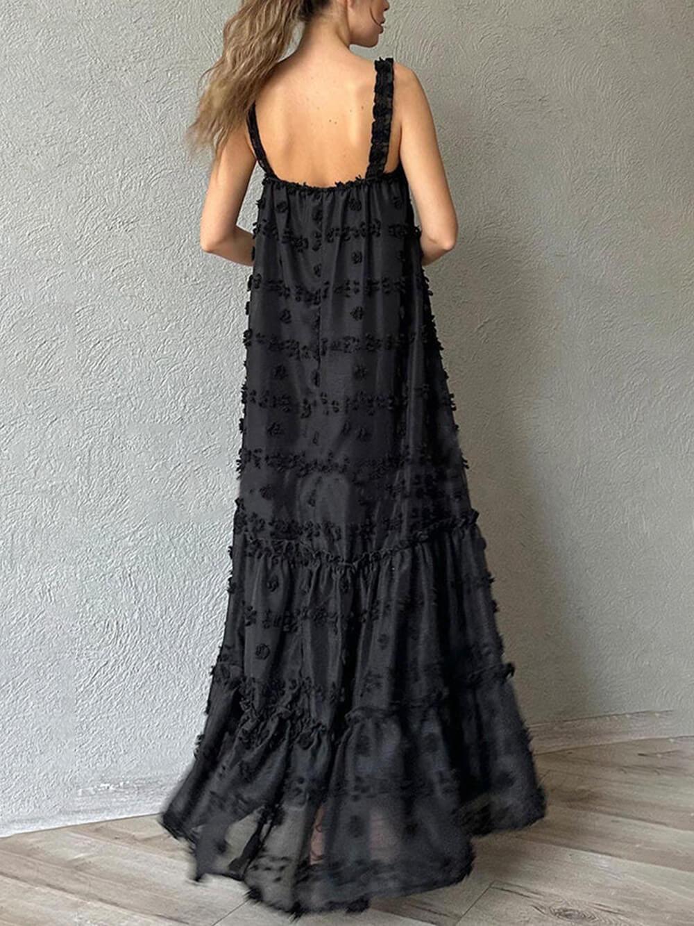 Flower Decor Pretty A-Line Layered Loose Maxi Dress - Milafashion-se.com