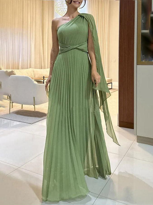 MILA™ Elegant flödande plisserad off-the-shoulder maxiklänning - Milafashion-se.com
