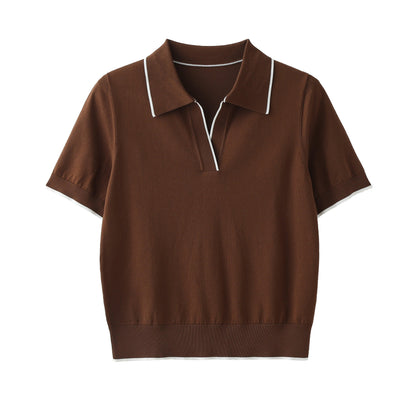 LUSSO Lyocell­pikétröja utan knappar - Milafashion-se.com
