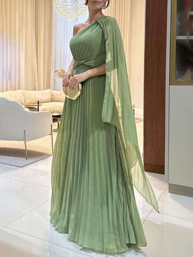MILA™ Elegant flödande plisserad off-the-shoulder maxiklänning - Milafashion-se.com