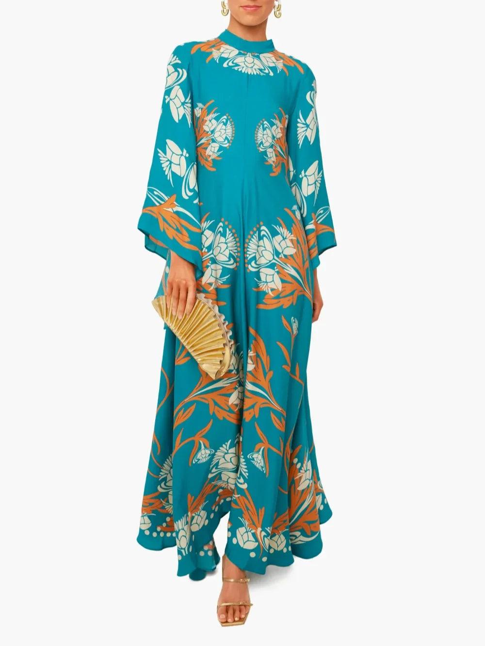 Vintage Stunning Print Maxi Dress - Milafashion-se.com