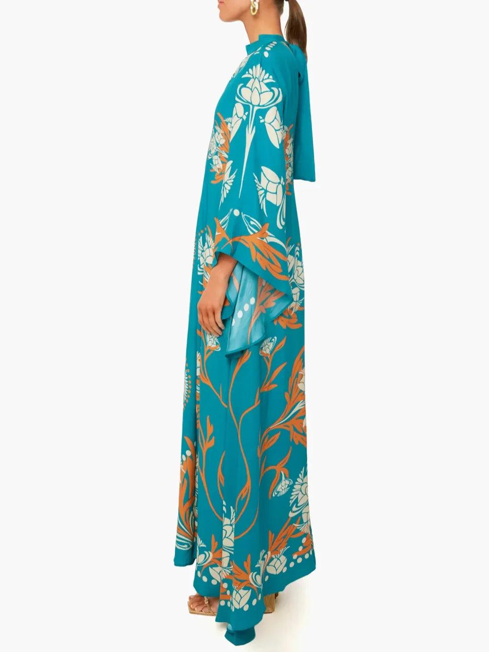 Vintage Stunning Print Maxi Dress - Milafashion-se.com