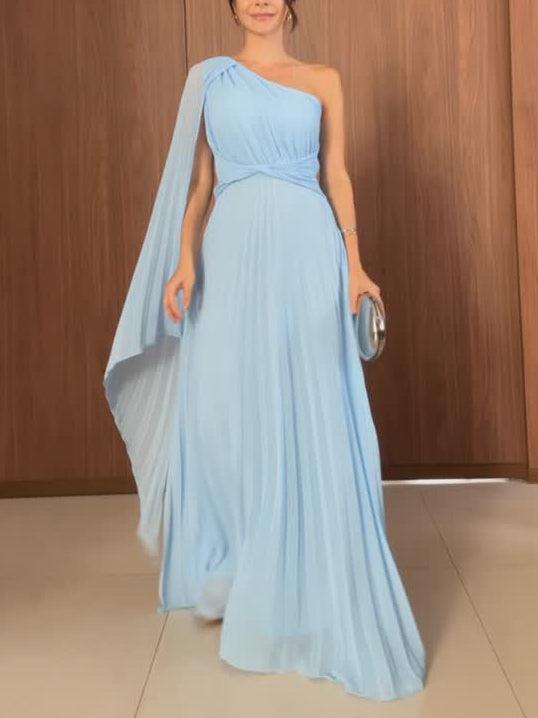 MILA™ Elegant flödande plisserad off-the-shoulder maxiklänning - Milafashion-se.com