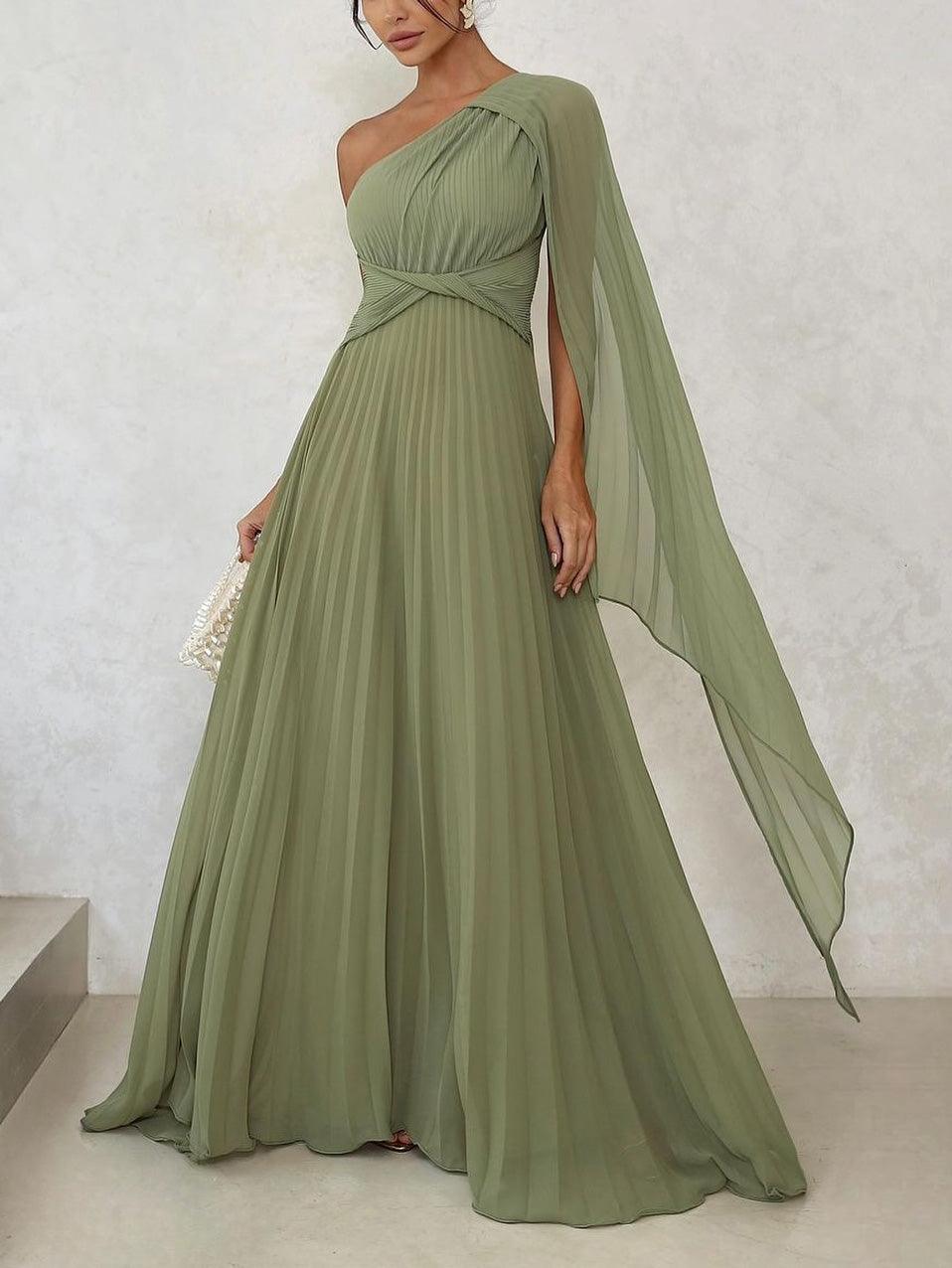 MILA™ Elegant flödande plisserad off-the-shoulder maxiklänning - Milafashion-se.com