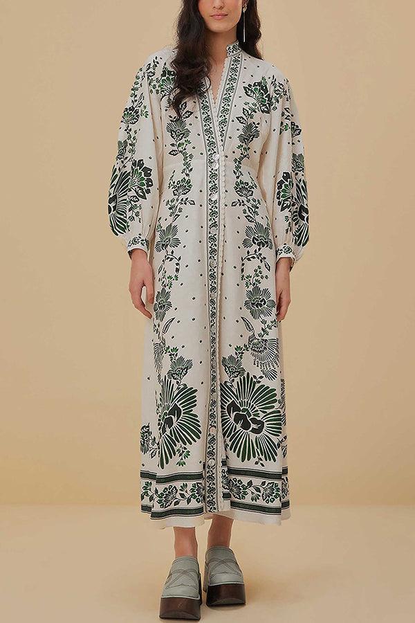 MILA™ Unikt tryck Button Down Långärmad Skjorta Maxiklänning - Milafashion-se.com