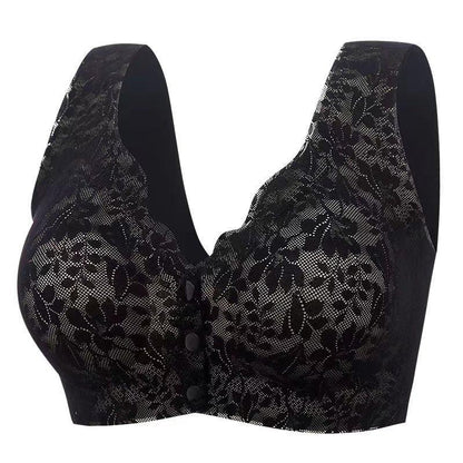 （KÖP 1 FÅ 1）Kvinnors spets frontknapp stor storlek stålring underkläder - Milafashion-se.com