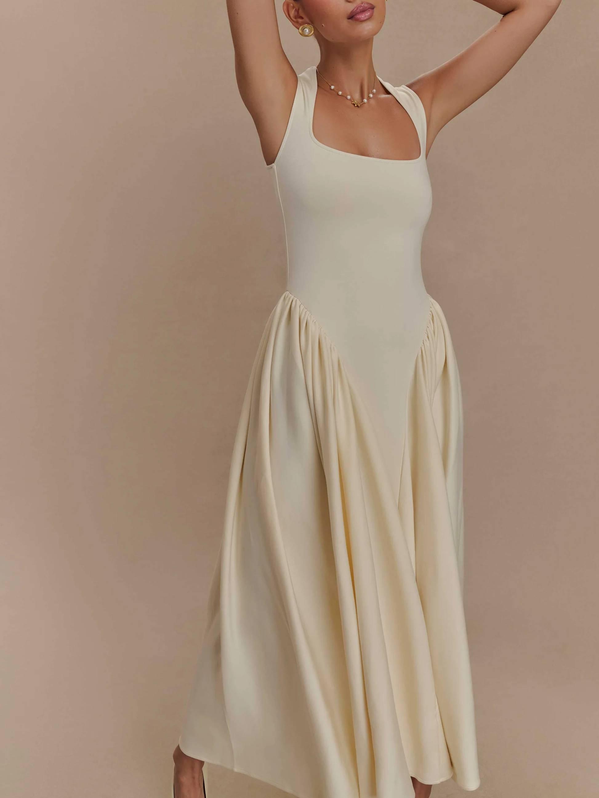 MILA™ Minimalistisk retroklänning med fyrkantig hals - Milafashion-se.com