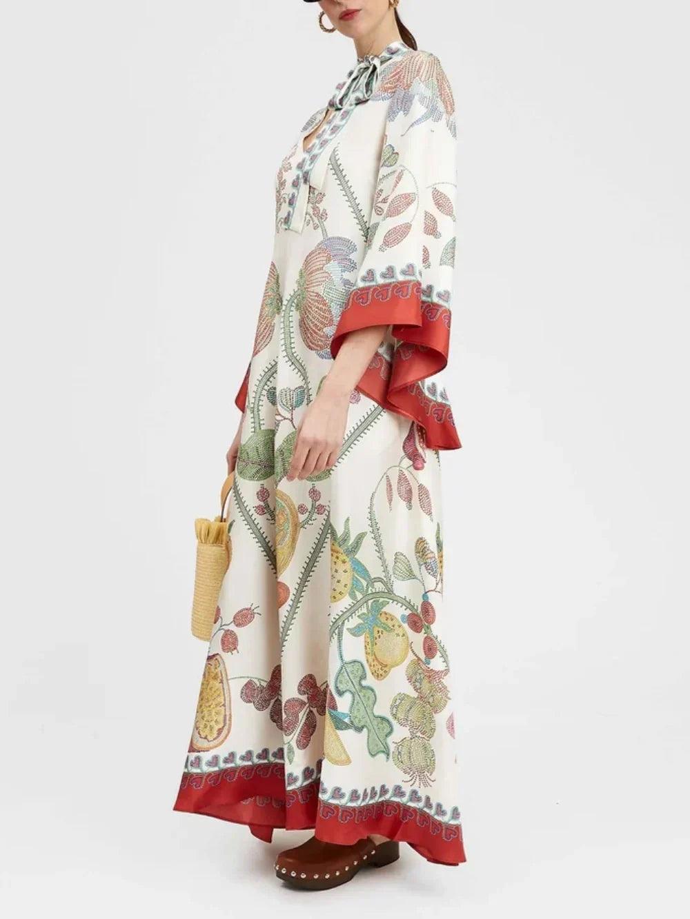 Hand-Placed Ebony Print Maxi Dress - Milafashion-se.com