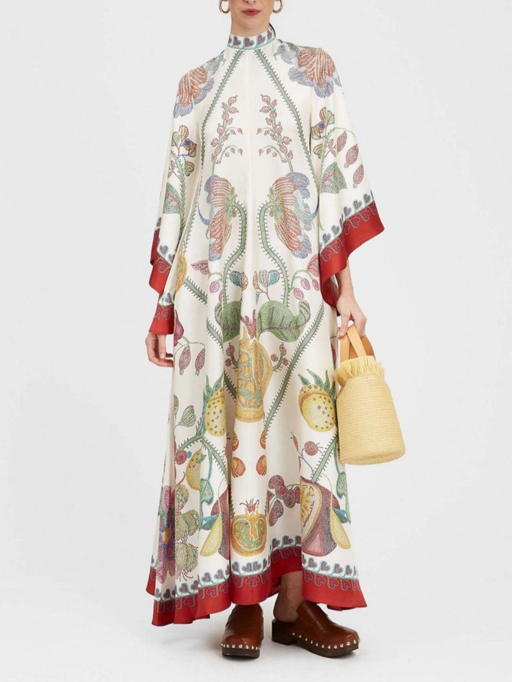 Hand-Placed Ebony Print Maxi Dress - Milafashion-se.com
