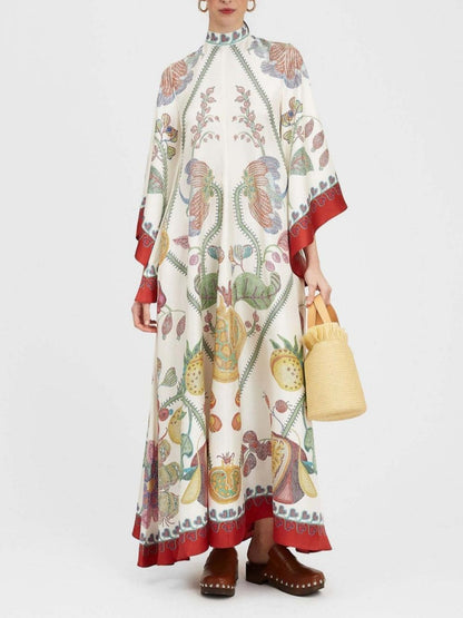 Hand-Placed Ebony Print Maxi Dress - Milafashion-se.com
