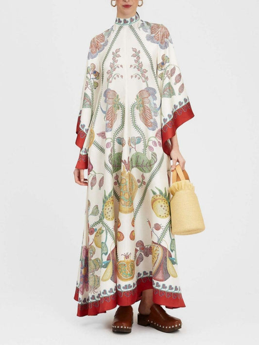 Hand-Placed Ebony Print Maxi Dress - Milafashion-se.com