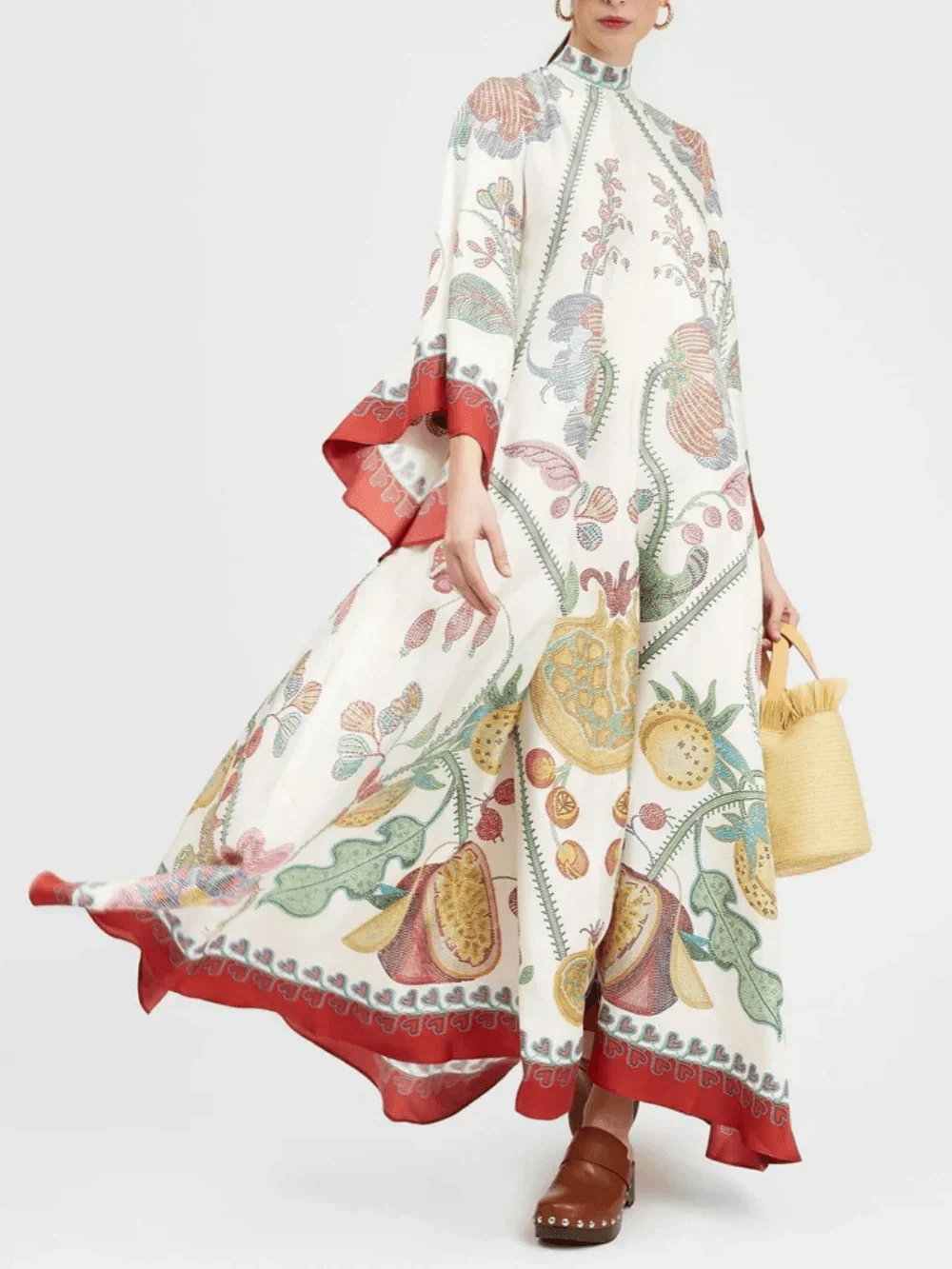 Hand-Placed Ebony Print Maxi Dress - Milafashion-se.com