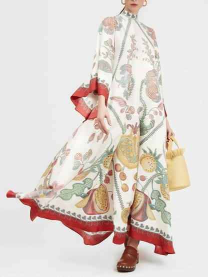 Hand-Placed Ebony Print Maxi Dress - Milafashion-se.com