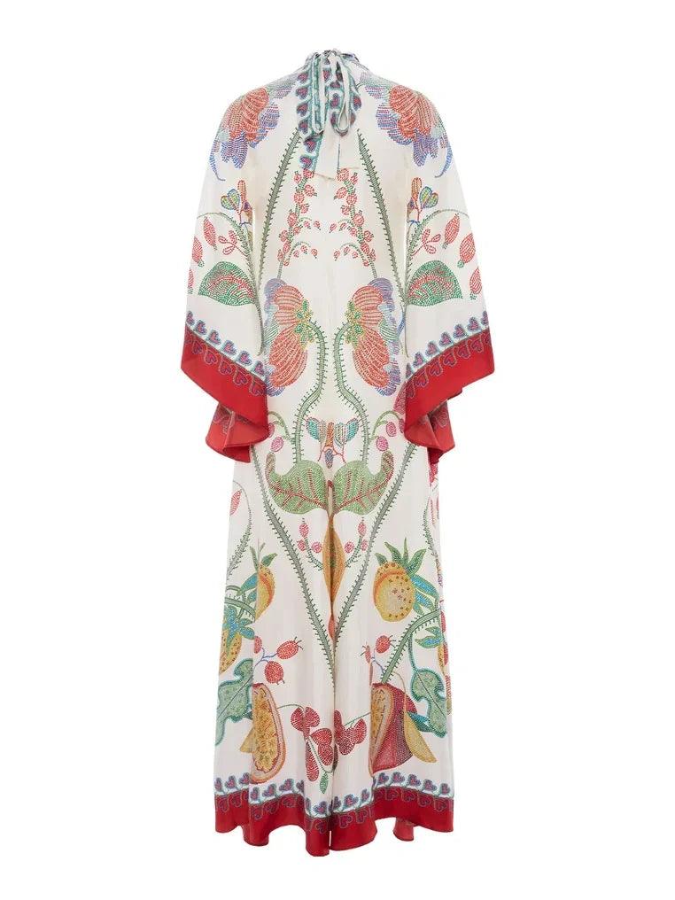 Hand-Placed Ebony Print Maxi Dress - Milafashion-se.com