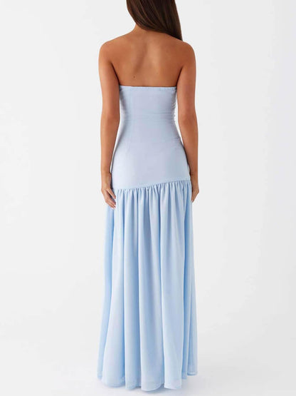 Exquisite Backless Pleats Strapless Maxi Dress - Milafashion-se.com