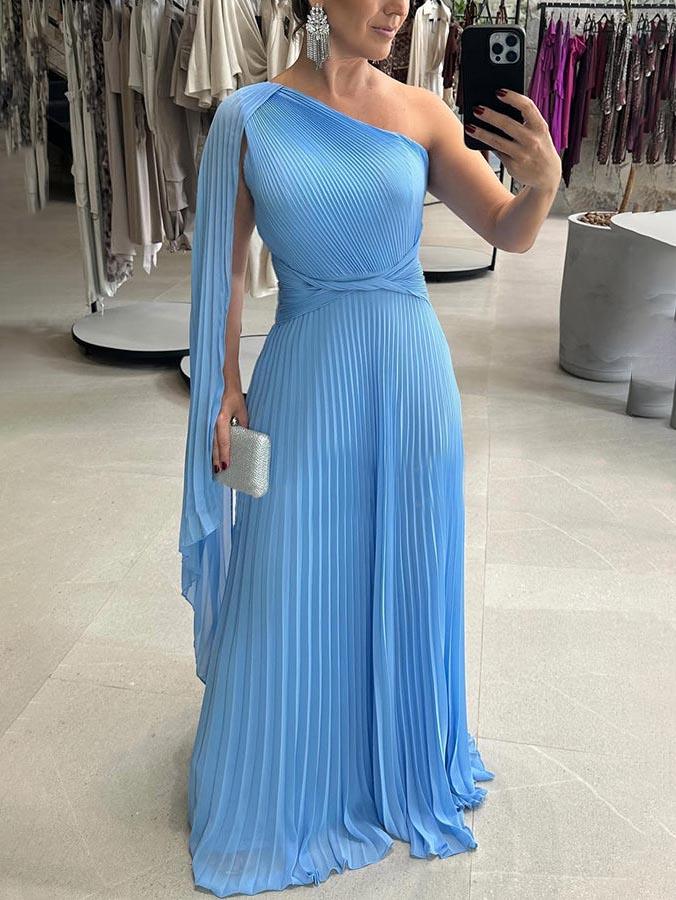 MILA™ Elegant flödande plisserad off-the-shoulder maxiklänning - Milafashion-se.com