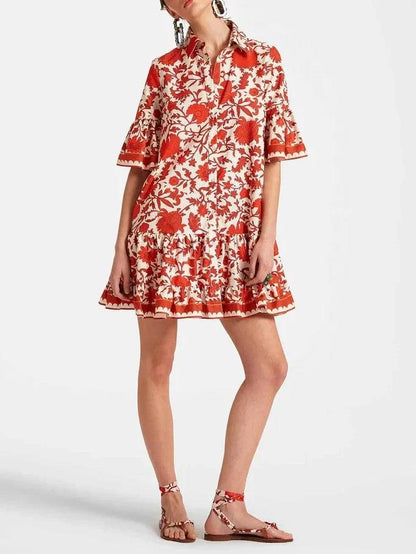 Unique Autumn Prints Mini Dress - Milafashion-se.com