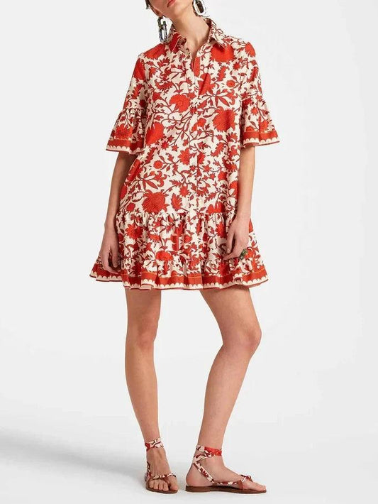 Unique Autumn Prints Mini Dress - Milafashion-se.com