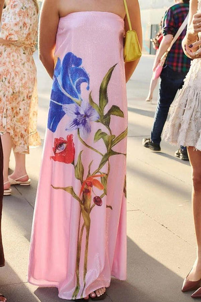 MILA™ Special Night Paljettblommor Off Shoulder A-linjeformad maxiklänning - Milafashion-se.com
