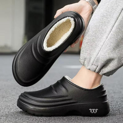 2024New Fashion Cotton Slippers Men Winter Warm Home Cotton Shoes Waterproof Garden Shoes Indoor Slip on Concise Shoes - Milafashion-se.com