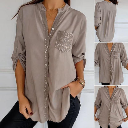 Casual topp med patchwork pailletten