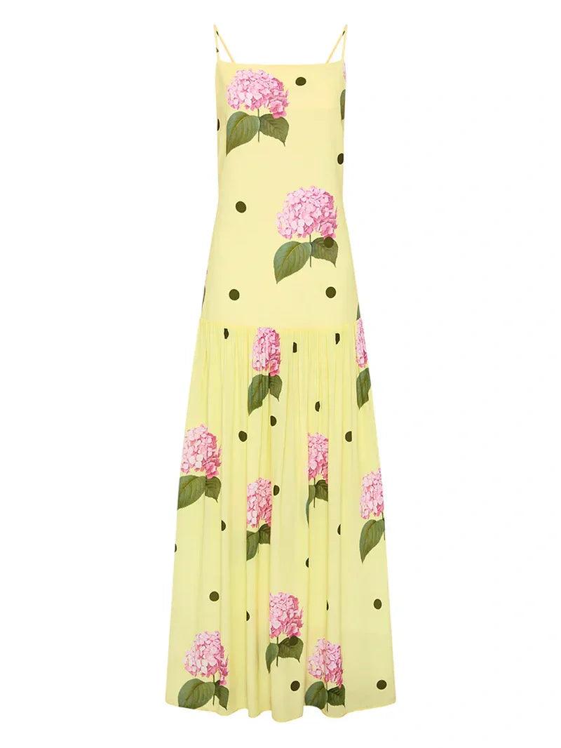MILA™ Polka Dot Floral Print Midi Dress - Milafashion-se.com