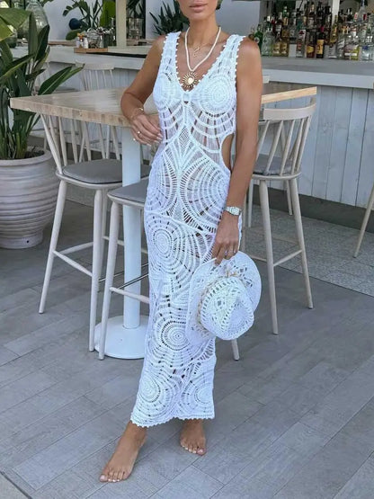 Beach Hollow V-neck Slim Sexy Midi Dress - Milafashion-se.com