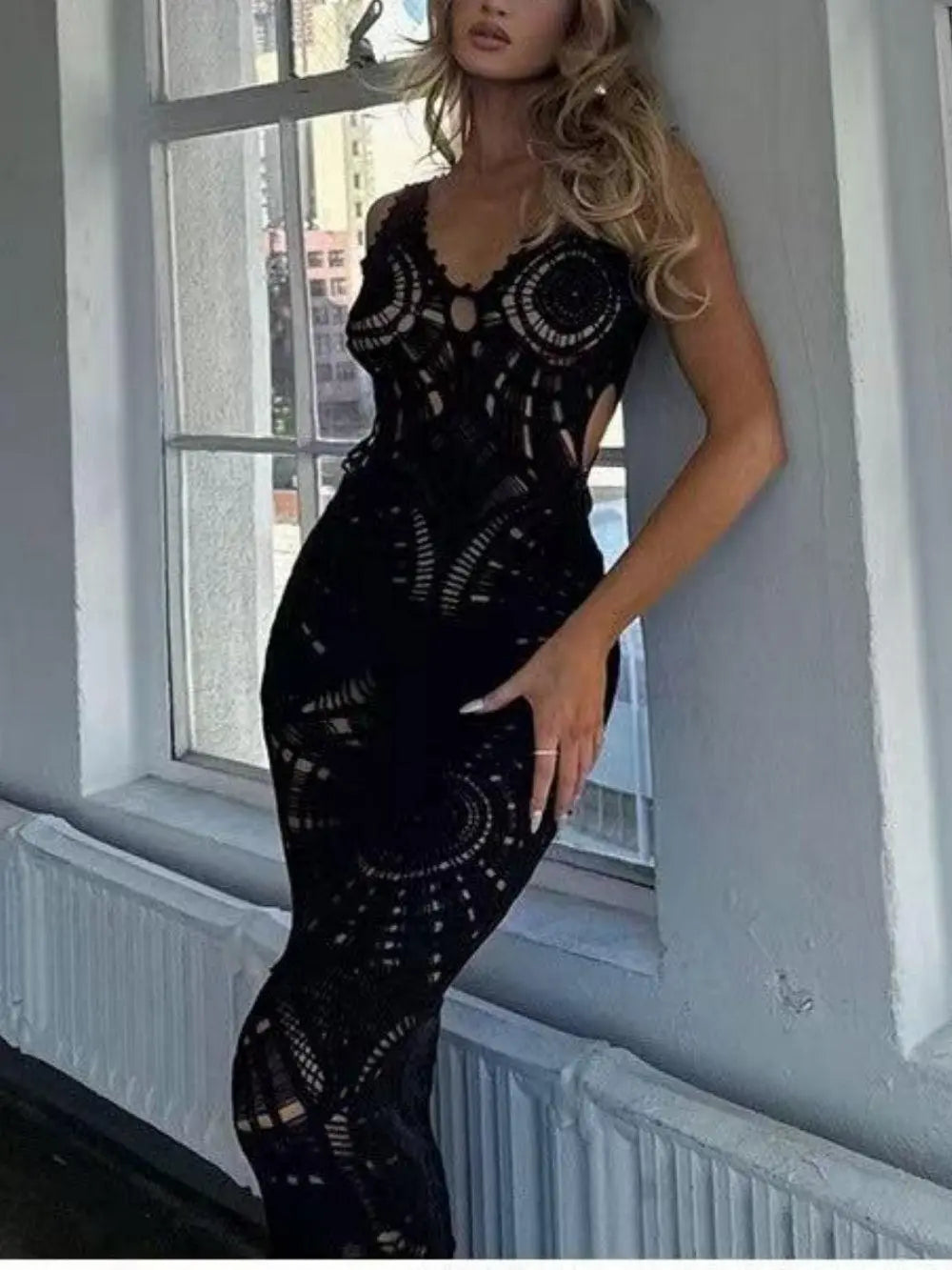 Beach Hollow V-neck Slim Sexy Midi Dress - Milafashion-se.com