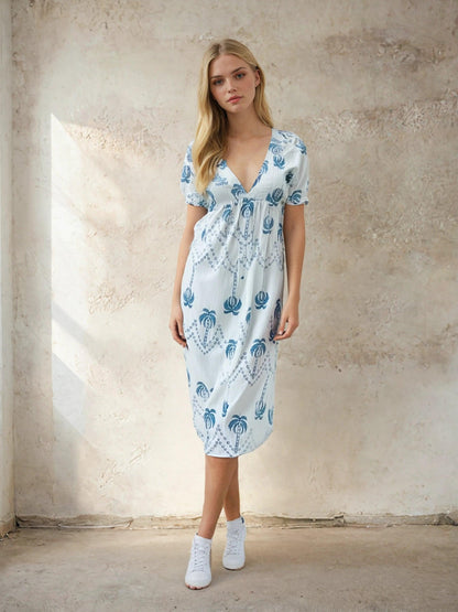 MILA™ Midiklänning med palmträdsmönster - Milafashion-se.com
