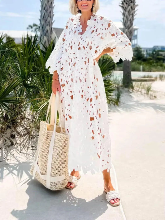 Cover Up Lace Beach Midi Dress - Milafashion-se.com