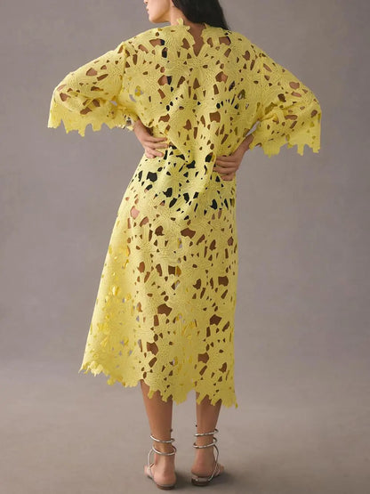Cover Up Lace Beach Midi Dress - Milafashion-se.com