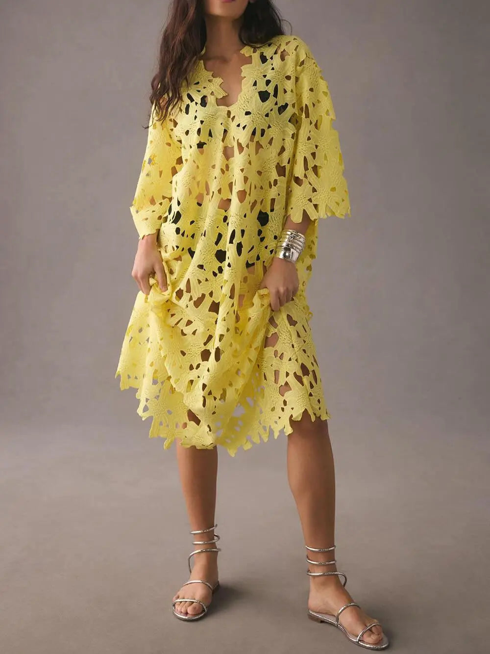 Cover Up Lace Beach Midi Dress - Milafashion-se.com