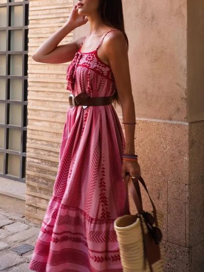 Crochet Patchwork Ethnic Style Knitted Slip Maxi Dress - Milafashion-se.com